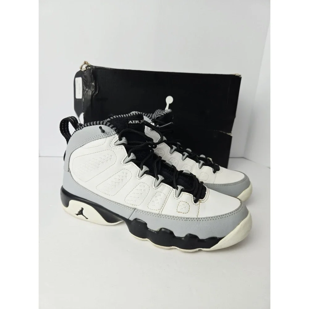 Nike Air Jordan 9 Retro‎ BG white black grey 6.5 youth